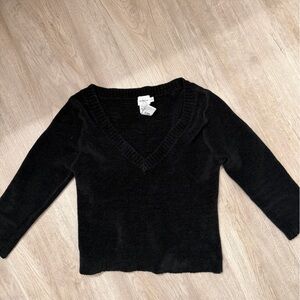 Vintage Calvin Klein Black V-Neck 3 quarter sleeve Sweater